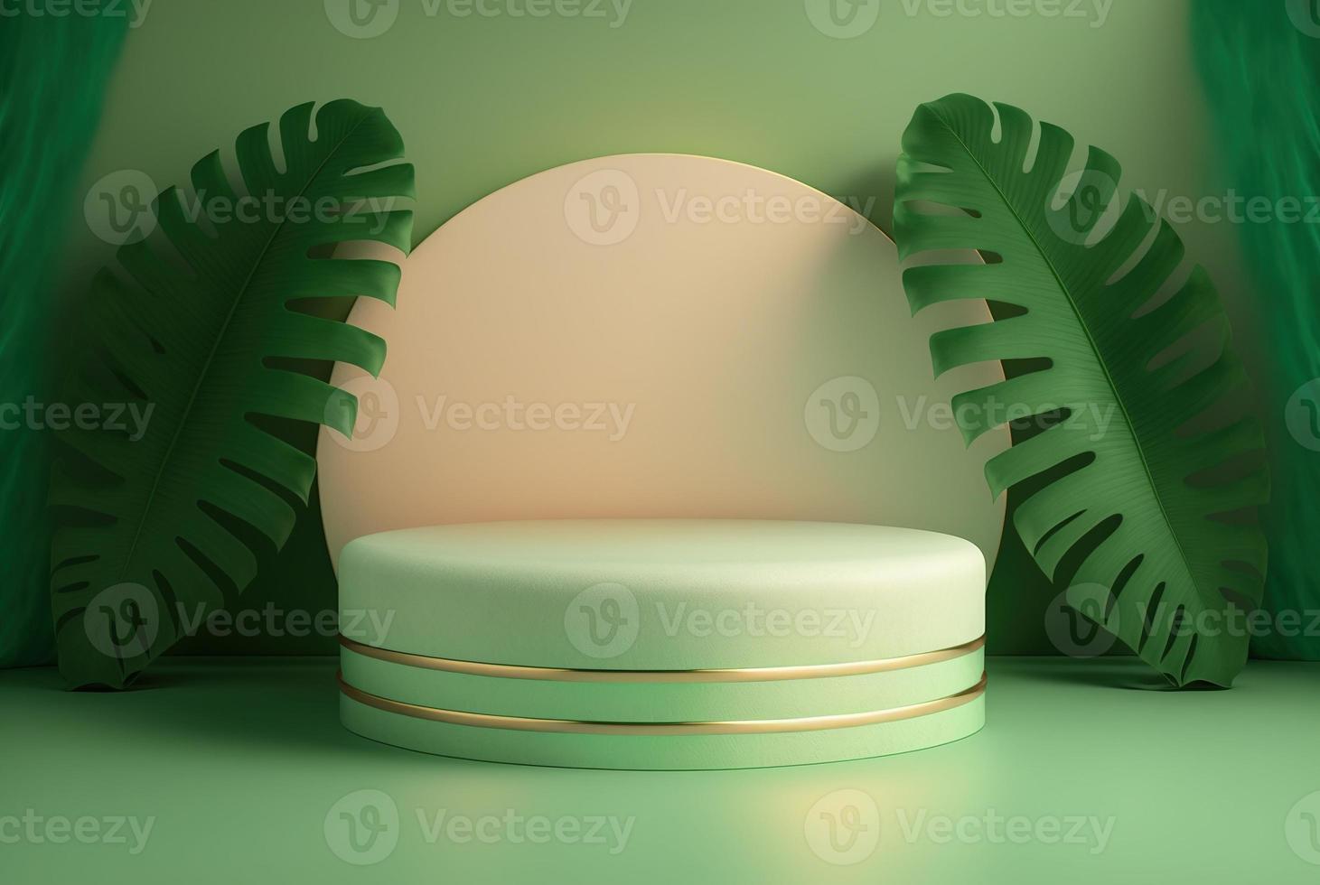 Realistic Nature 3D Render Podium for product showcase photo