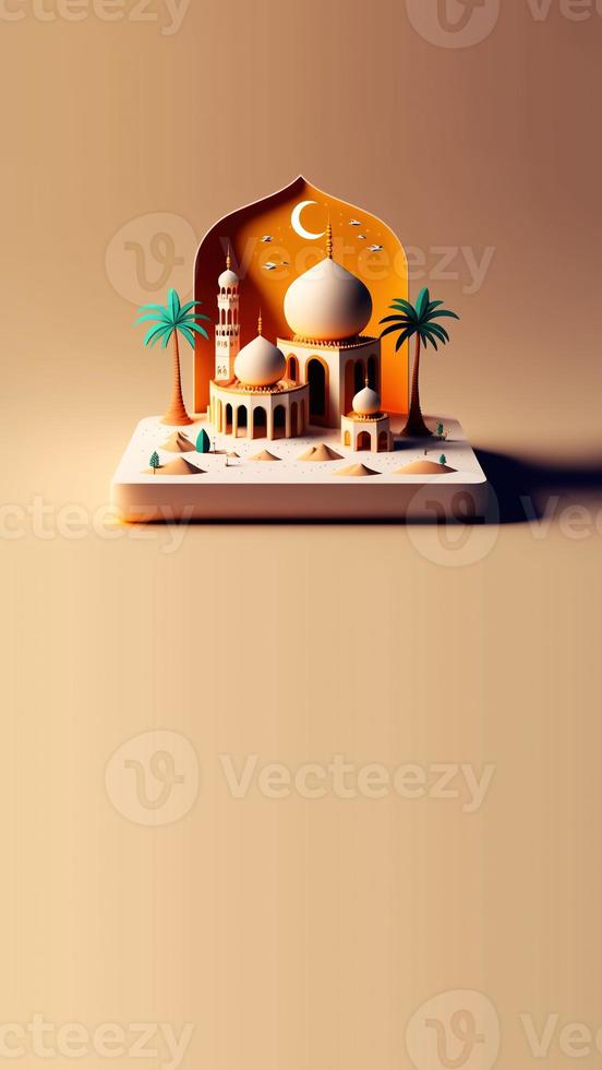 Digital 3D Illustration of Ramadan Kareem Social Media Post photo