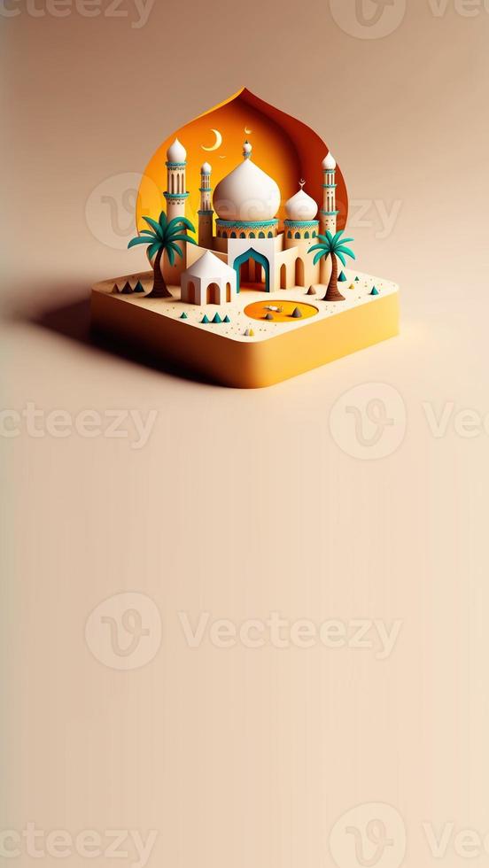 Digital 3D Illustration of Ramadan Kareem Social Media Post Instagram Story photo