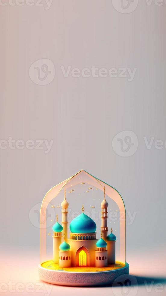 3D Illustration of Ramadan Kareem Social Media Post photo
