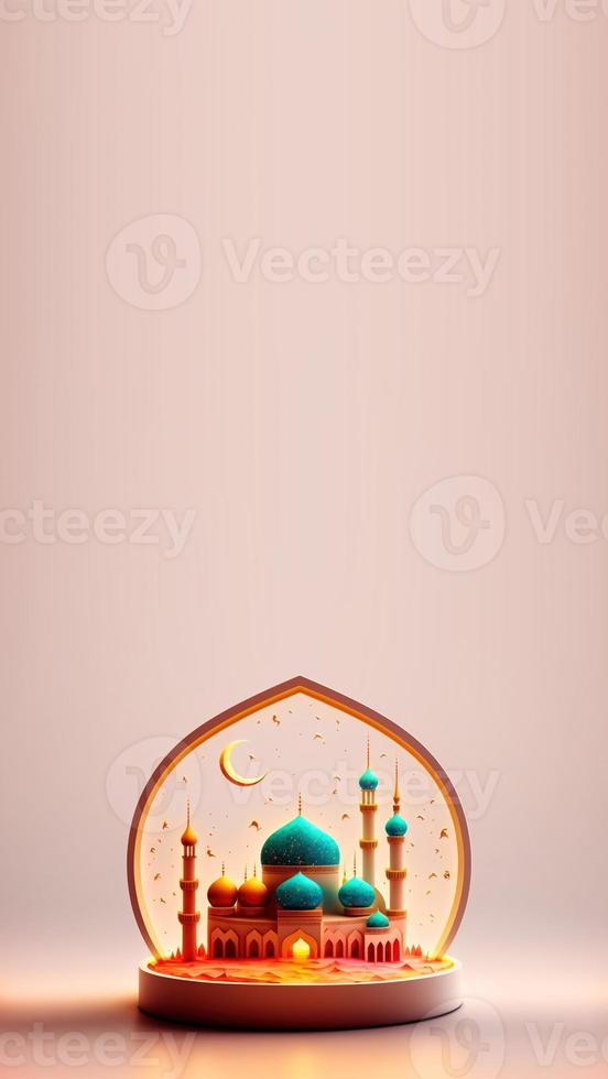 Digital 3D Illustration of Ramadan Social Media Instagram Story Background photo