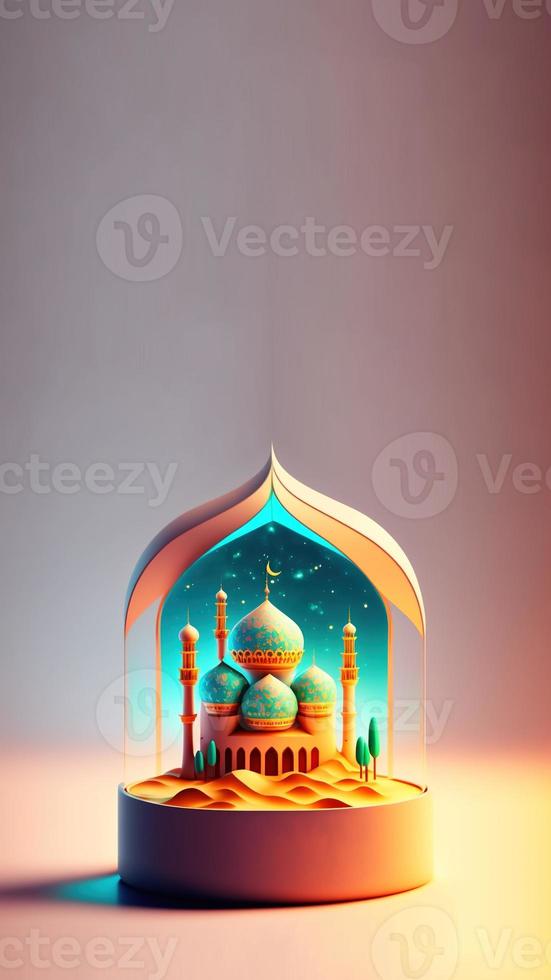 3D Illustration of Islamic Mosque Instagram Story photo