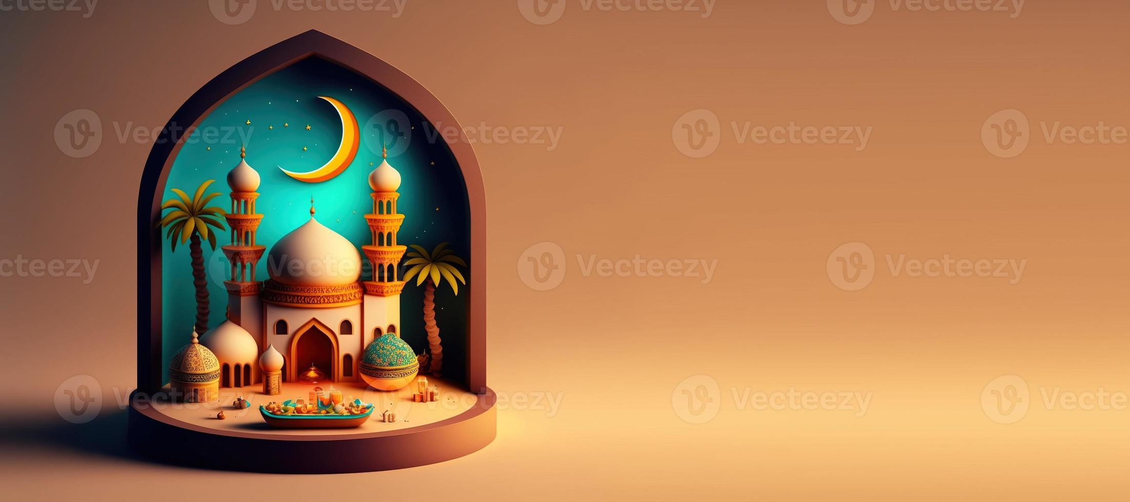 3D Illustration of Mosque for Ramadan Islmic Celebration Background photo