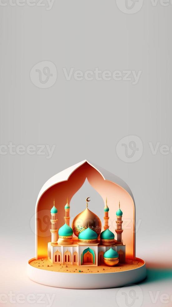 3D Illustration of Mosque Ramadan Kareem Instagram Story Background photo