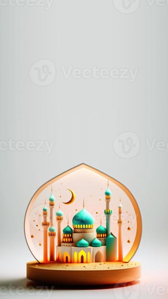 Digital 3D Illustration of Ramadan Mubrarak Mosque Instagram Story photo