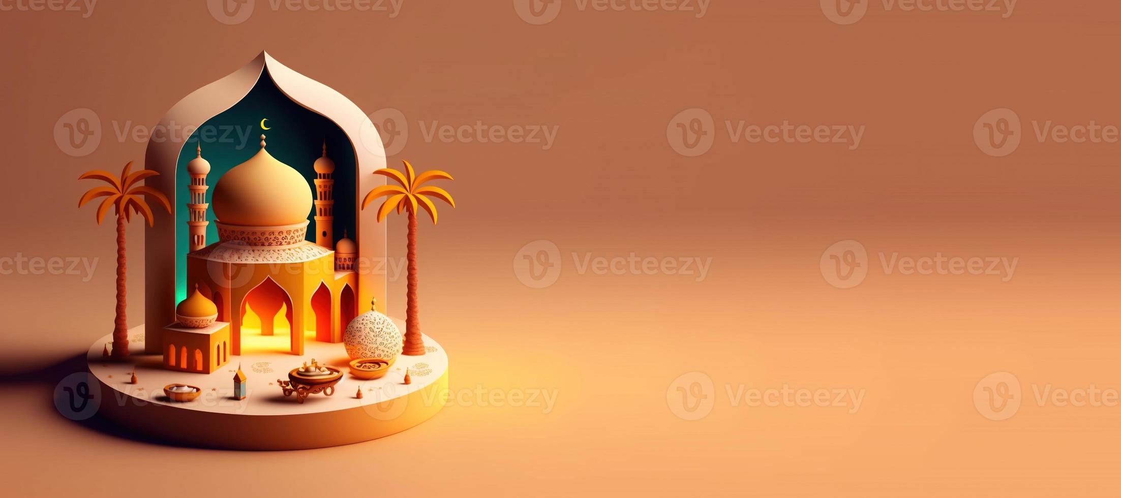 3D Illustration of Mosque for Islamic Ramadan Greeting photo