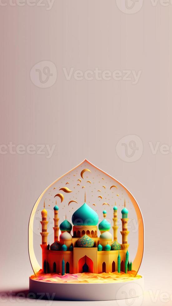 3D Illustration of Ramadan Kareem Instagram Social Media Story Background photo