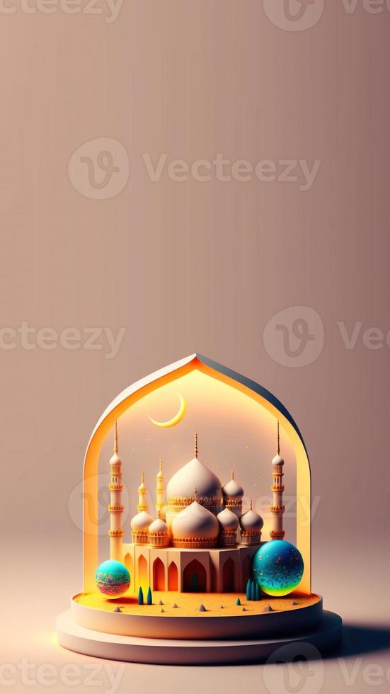 3D Illustration of Ramadan Social Media Post Instagram Story photo