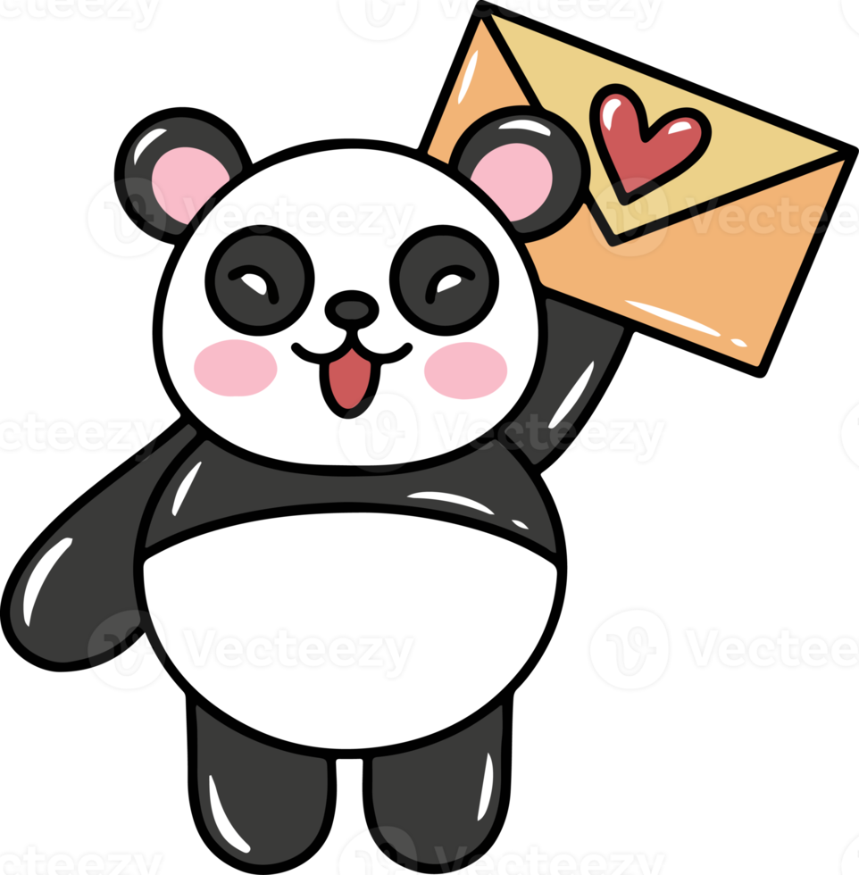 Valentinstag Panda mit einem Brief png