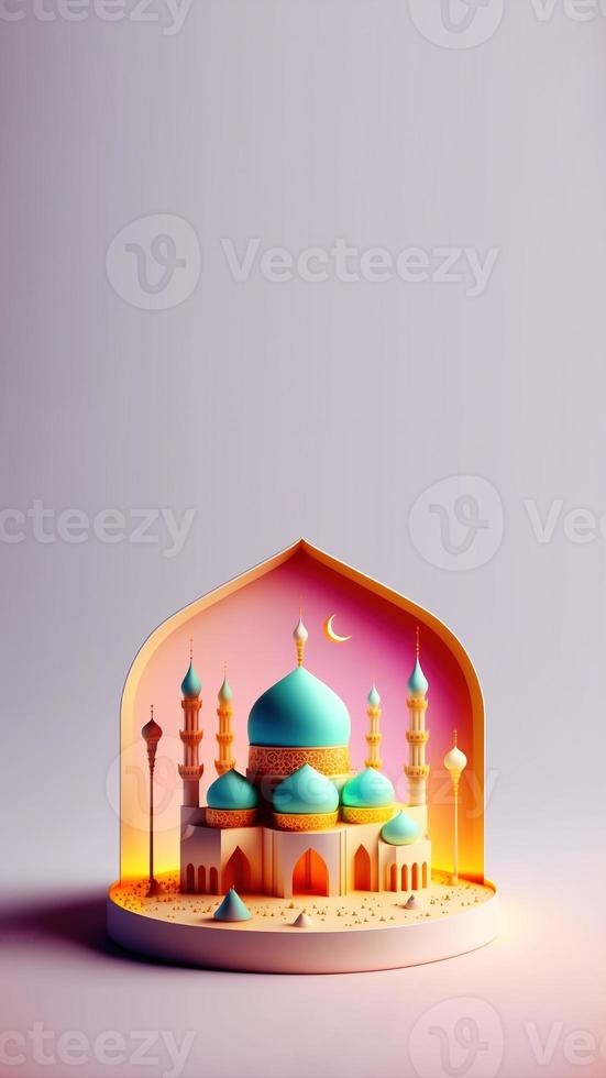 3D Digital Illustration of Ramadan Mubrarak Social Media Post photo