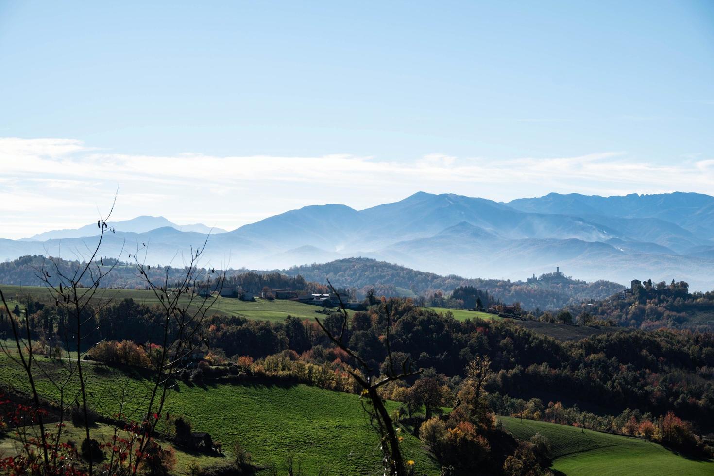 autumn landscapes of the Piedmontese Langhe with its colors and hills near Alba, in the province of Cuneo photo