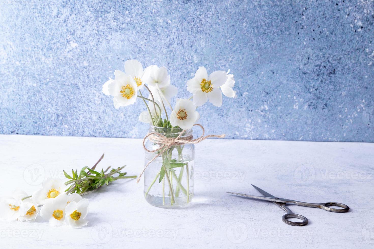 Anemones flower bouquet greetings with spring, for Mother's Day or March 8 photo