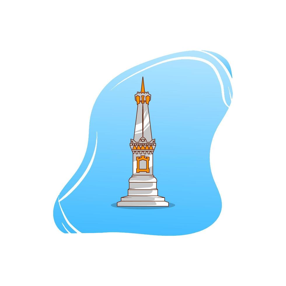 vector premium l tugu jogja monumento con el logotipo dibujado. dibujos animados lindo