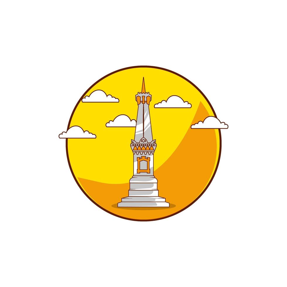 vector premium l tugu jogja monumento con el logotipo dibujado. dibujos animados lindo
