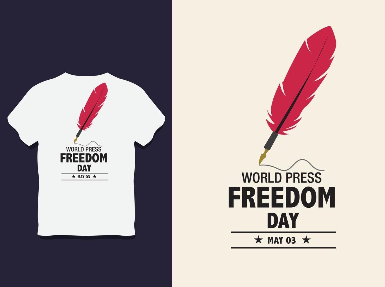 diseño de camiseta de tipografía del día mundial de la libertad de prensa con vector