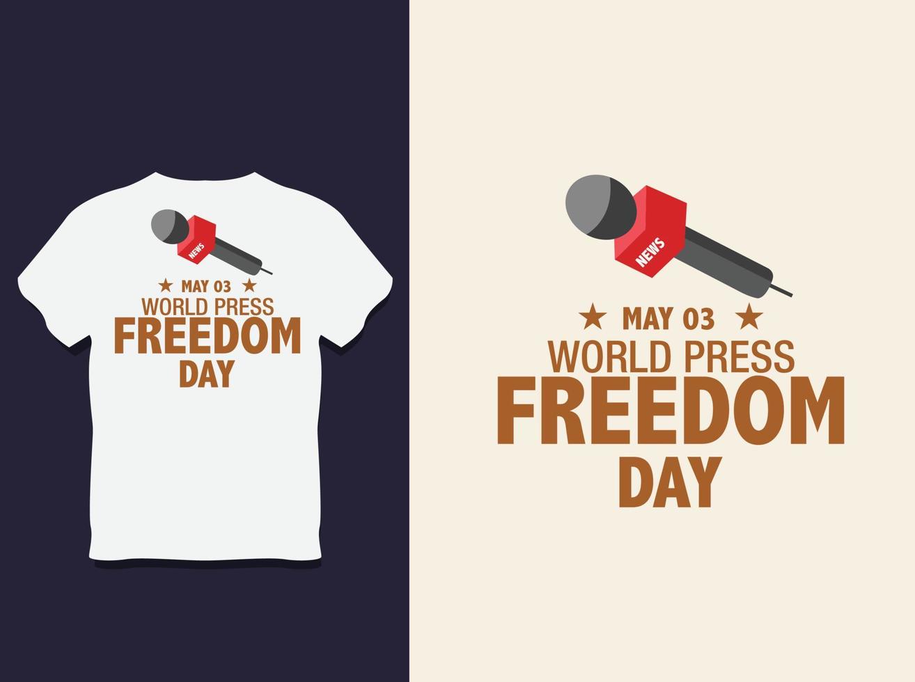 diseño de camiseta de tipografía del día mundial de la libertad de prensa con vector