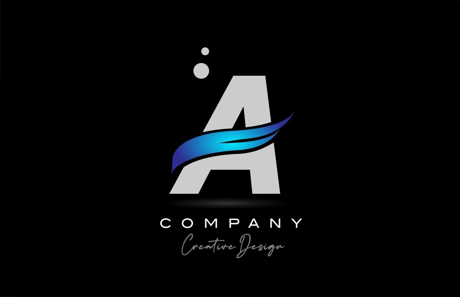 un icono de logotipo de letra del alfabeto gris con swoosh azul. plantilla creativa para negocios y empresas. vector