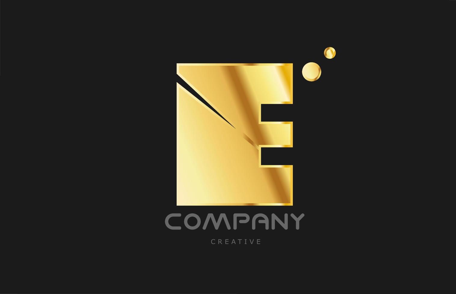 oro dorado geométrico e alfabeto letra logo icono diseño. plantilla creativa para negocios y empresas y en color amarillo vector
