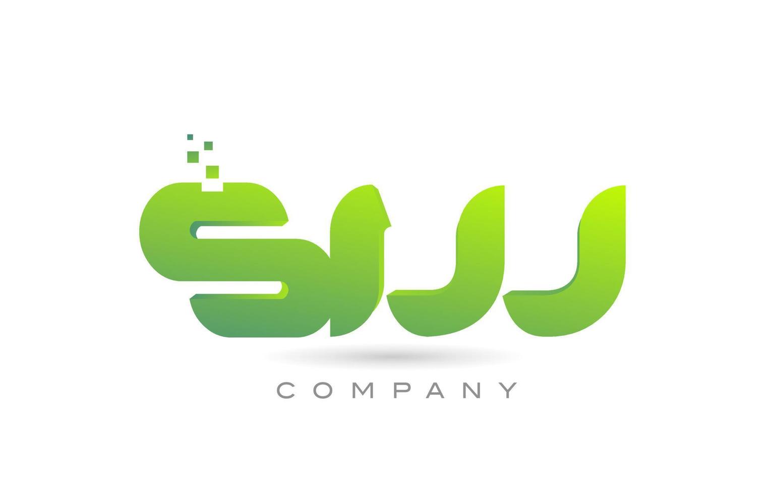 joined SW alphabet letter logo icon combination design with dots and green color. Creative template for company and business vector