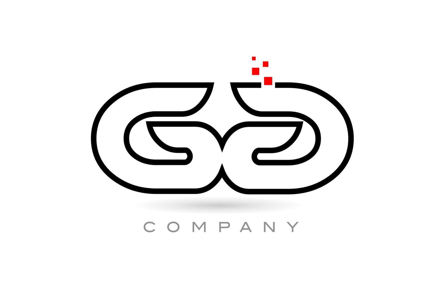 GA connected alphabet letter logo icon combination design with dots and red color. Creative template for company and business vector