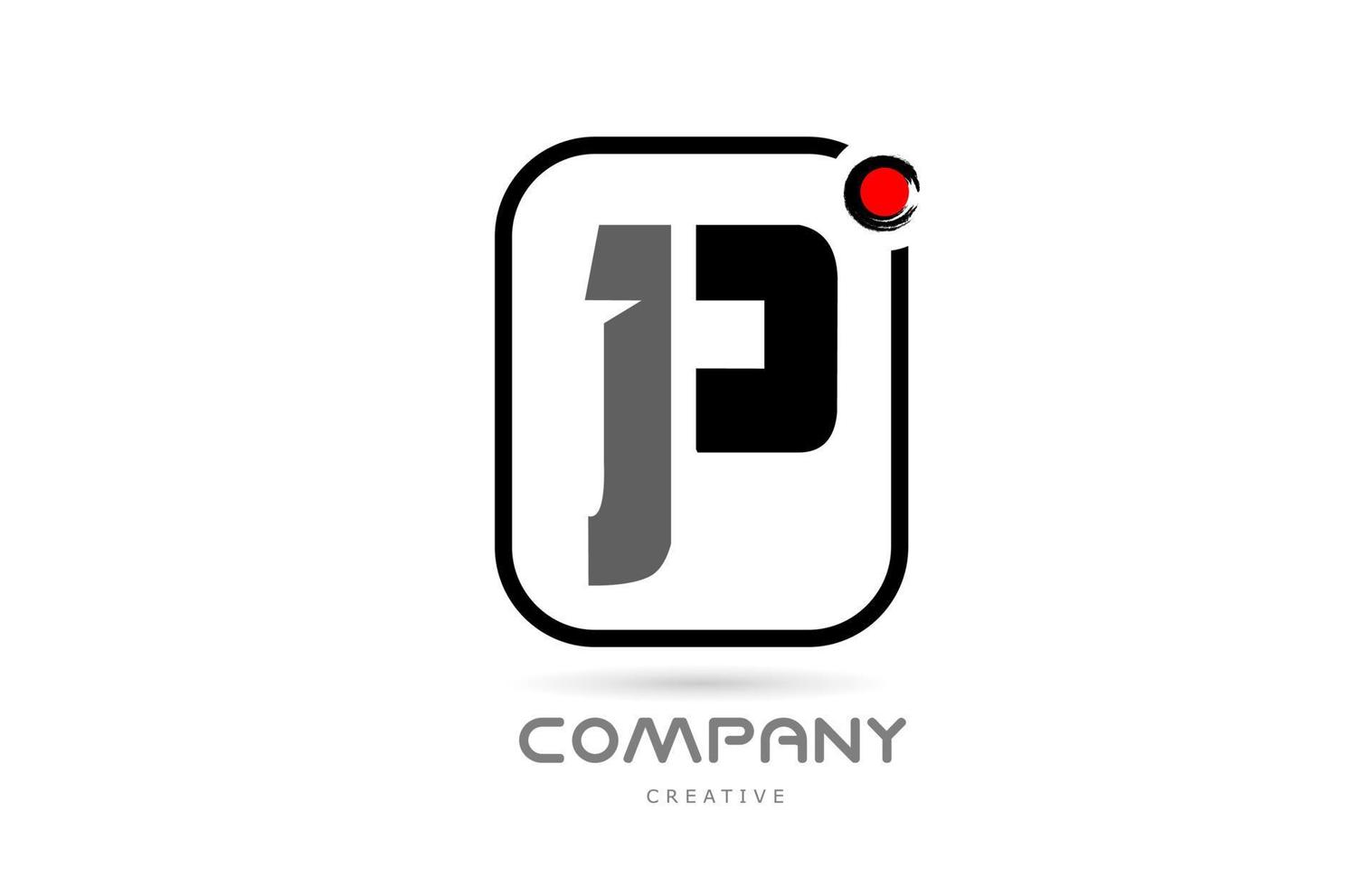 p diseño de icono de logotipo de letra del alfabeto en blanco y negro con letras de estilo japonés vector