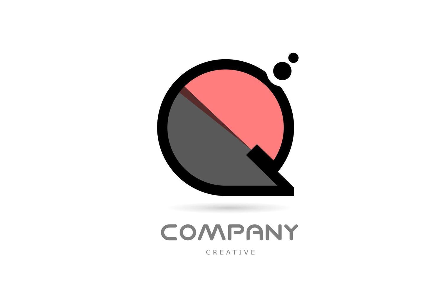 icono del logotipo de la letra del alfabeto geométrico q negro rosa con puntos. plantilla creativa para empresa y negocio vector