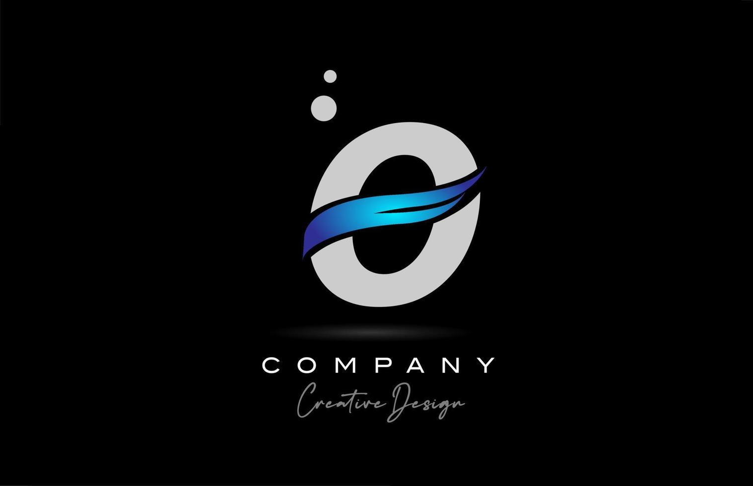 O grey alphabet letter logo icon with blue swoosh. Creative template for business and company vector