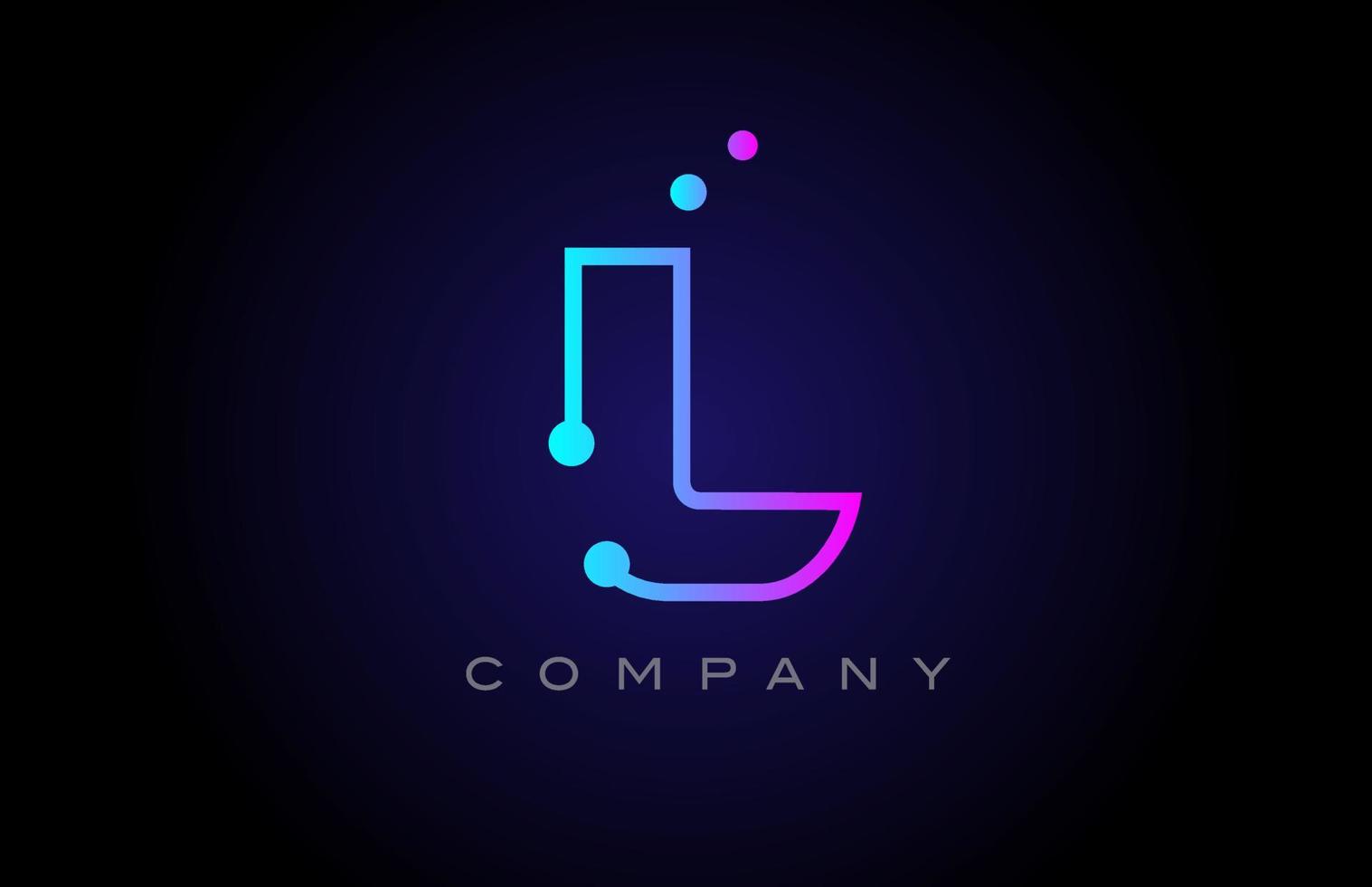 pink blue L dot line alphabet letter logo icon design. Creative template for business and company vector