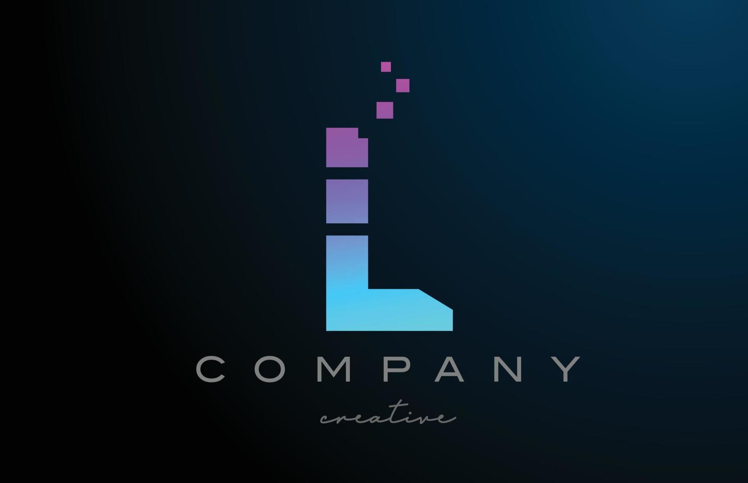pink blue dots L alphabet letter logo icon design. Template design for company or business idea vector