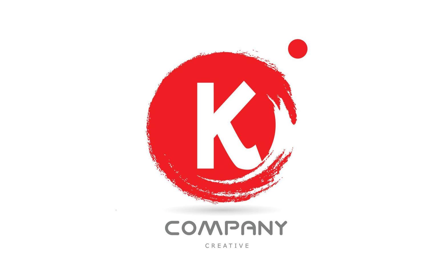 diseño de icono de logotipo de letra del alfabeto grunge k rojo con letras de estilo japonés. plantilla creativa para negocios y empresas. vector