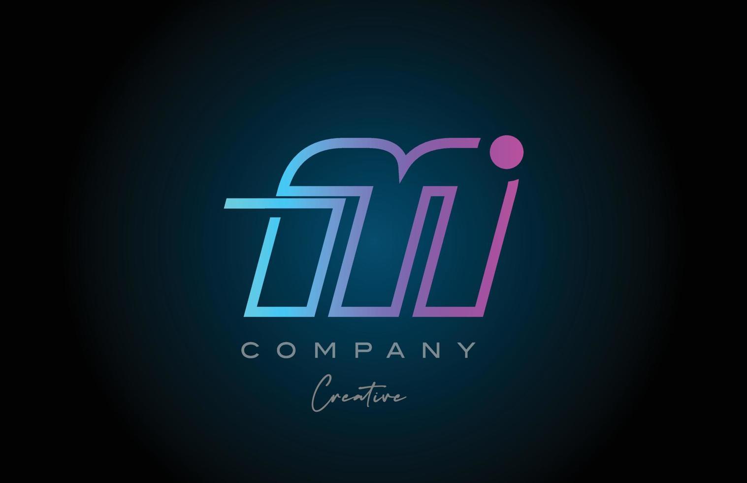 Diseño de icono de logotipo de letra del alfabeto m rosa y azul con punto. plantilla creativa para negocios y empresas. vector