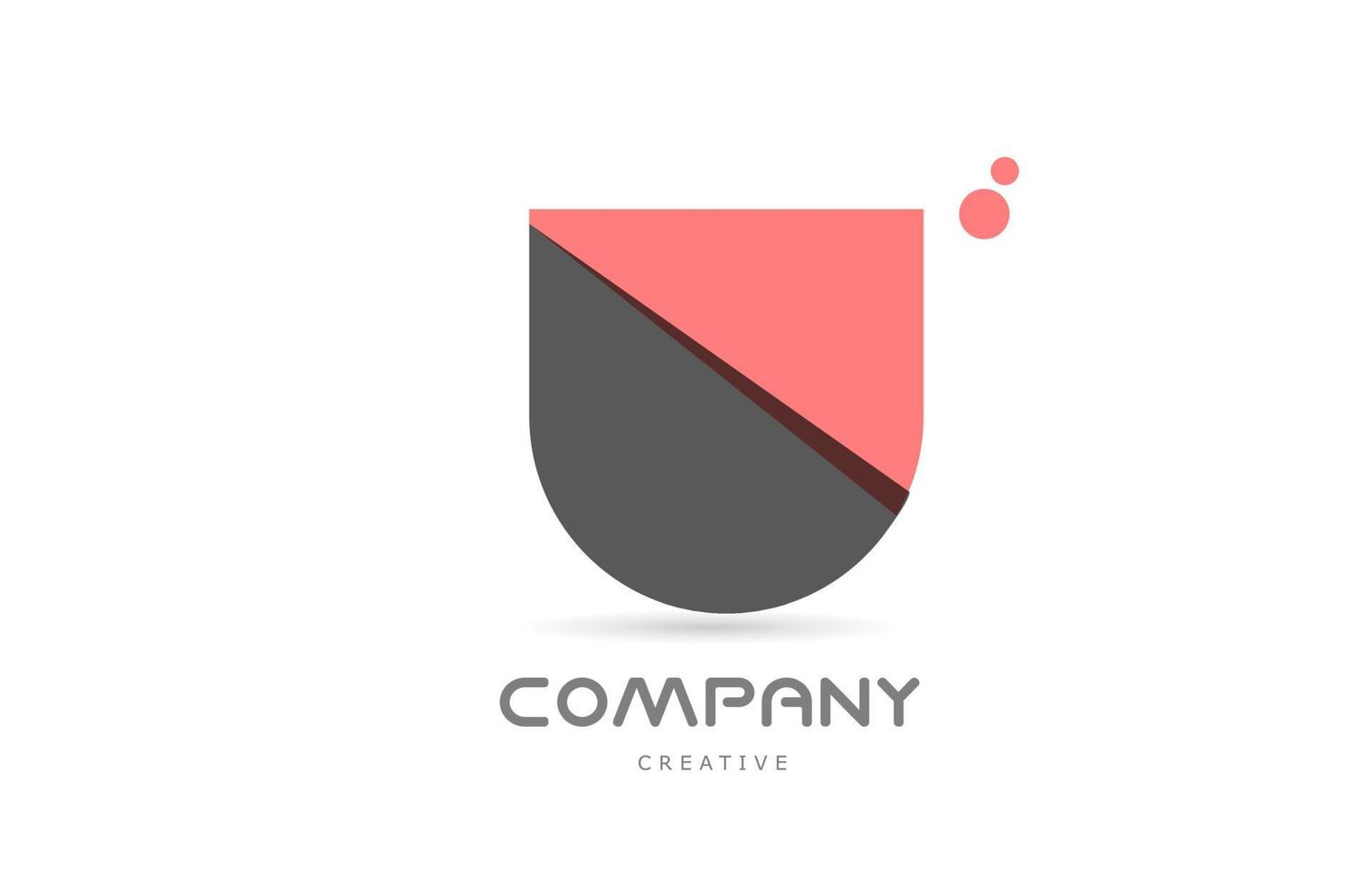 Ícono del logotipo de la letra del alfabeto geométrico de puntos rosas u. plantilla creativa para negocios y empresas. vector