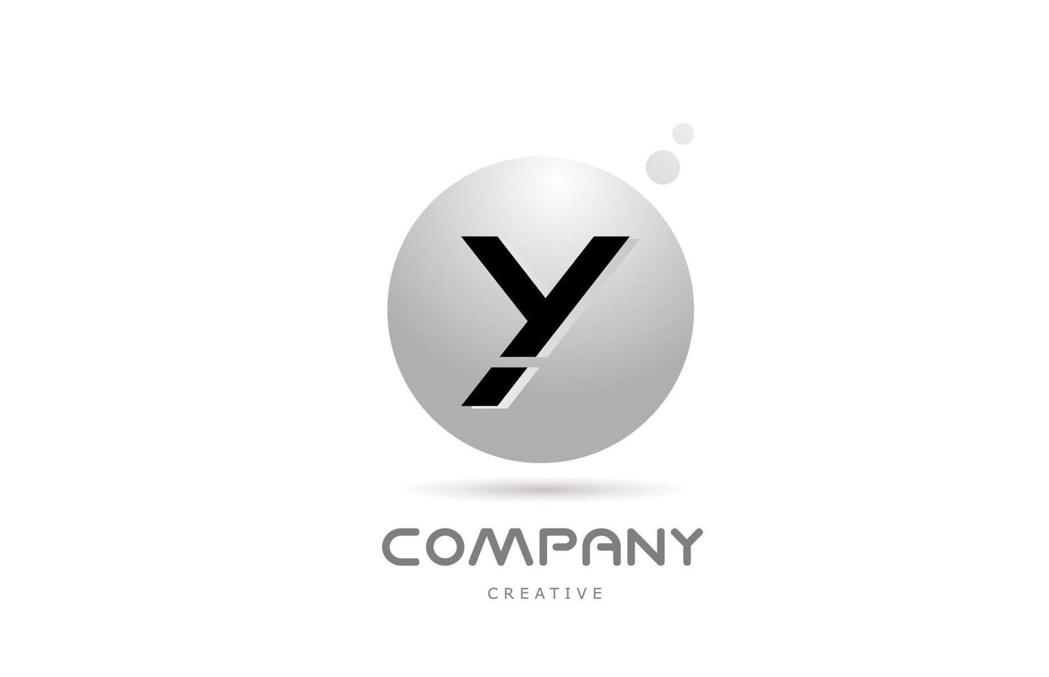 Y 3d grey sphere alphabet letter logo icon design with dot. Creative template for business and company vector