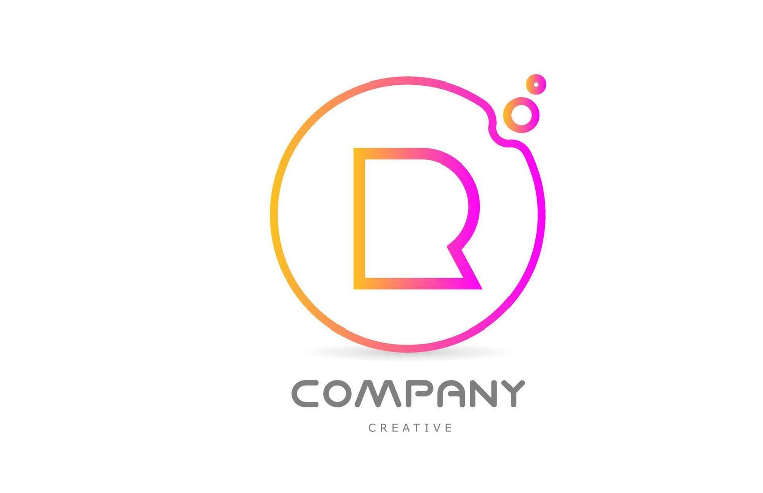 geometric R letter alphabet logo icon with circle and bubbles. Creative template for company and business vector