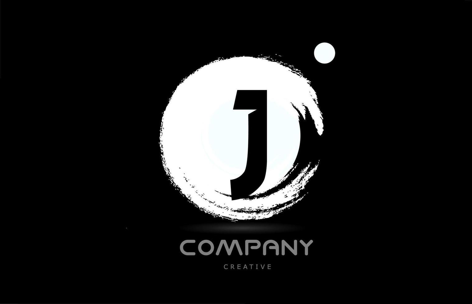 J grunge alphabet letter logo icon design with japanese style lettering in black and white. Creative template for company and business vector