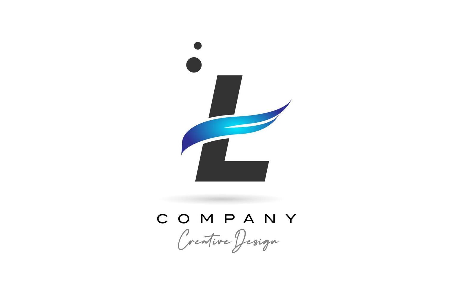 L grey blue dots alphabet letter logo icon. Creative template for company and business vector
