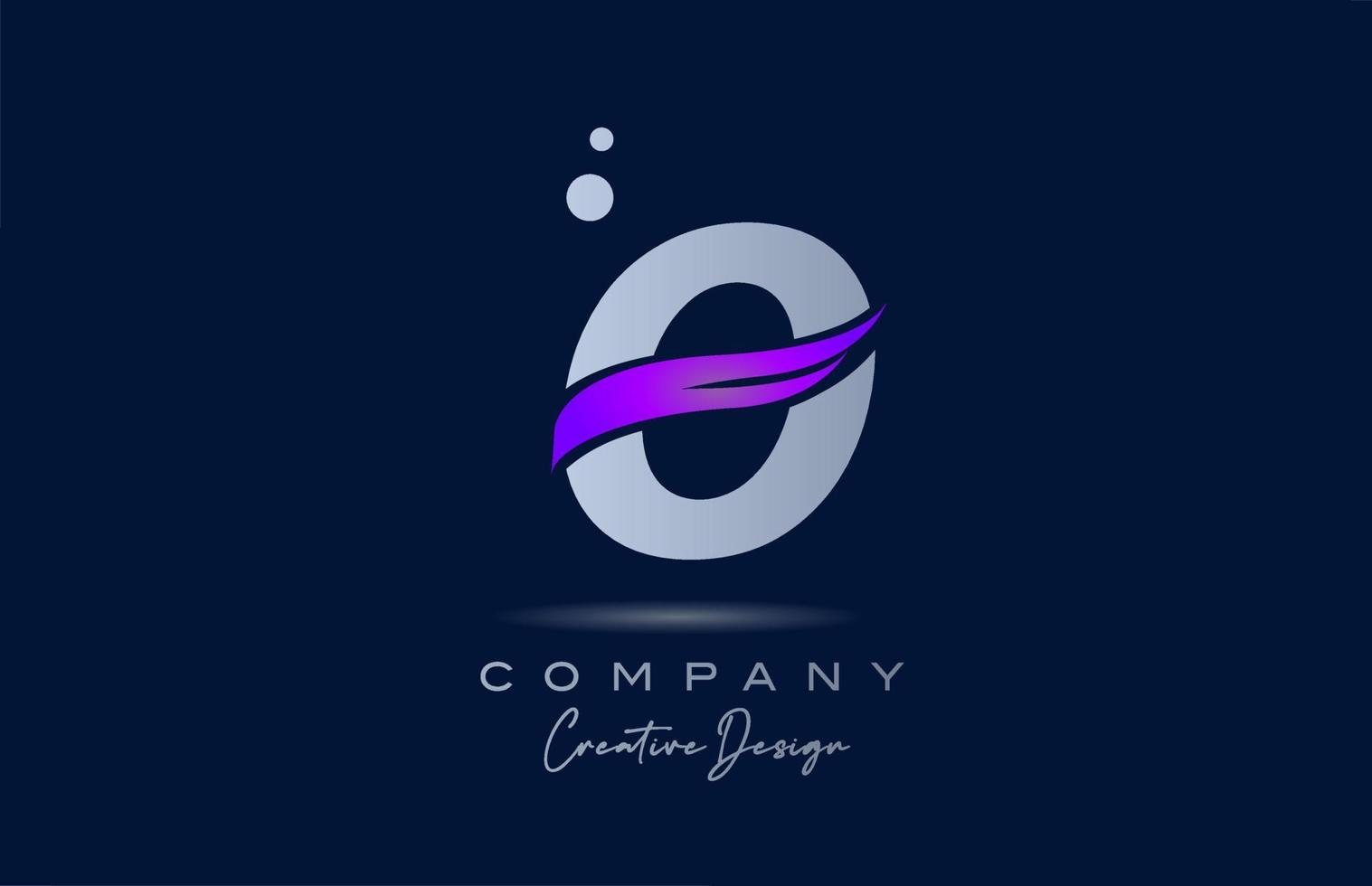 O purple alphabet letter logo icon with pink swoosh. Creative template for business and company vector