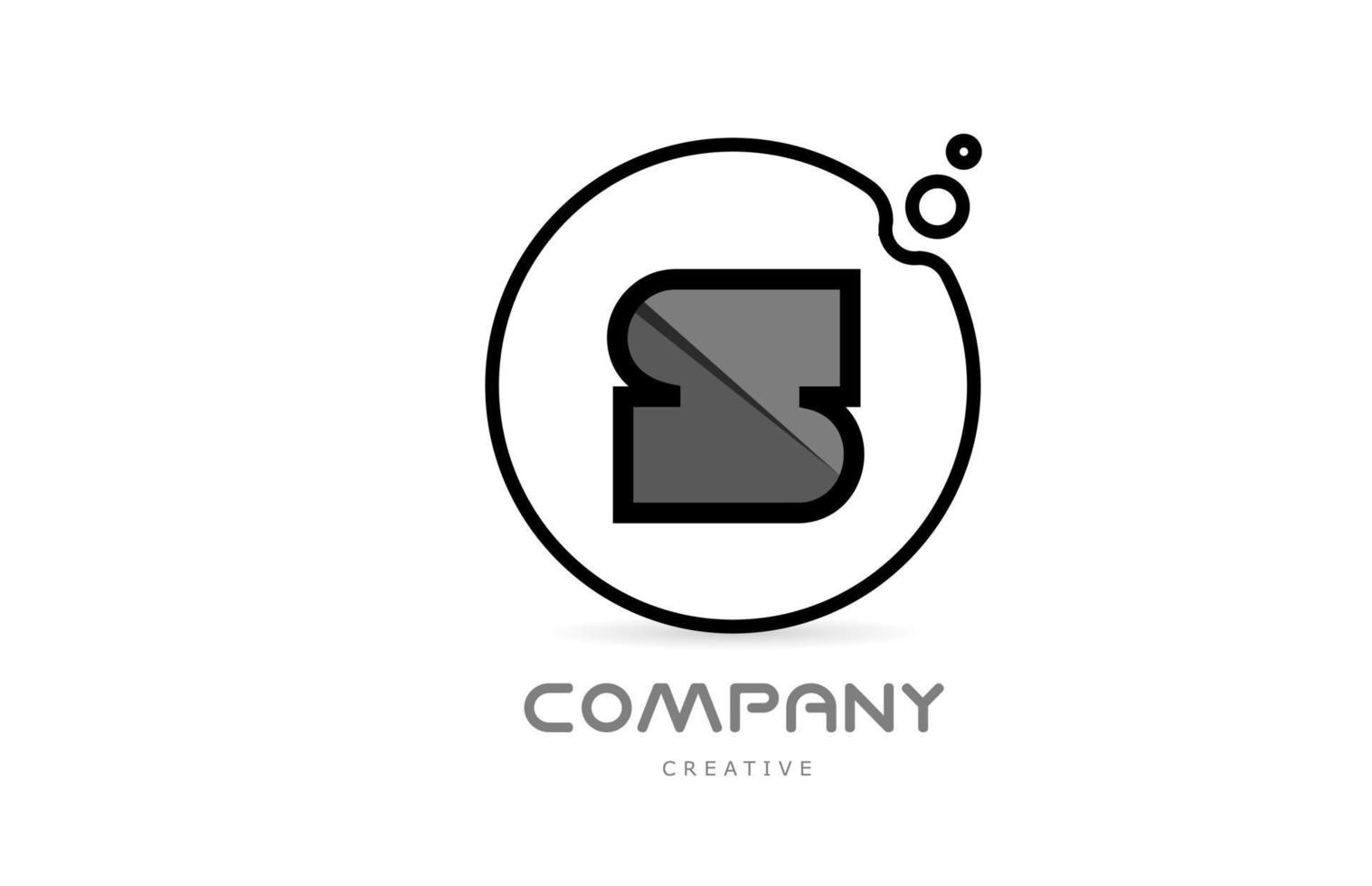 S black and white geometric alphabet letter logo icon with circle. Creative template for company and business vector