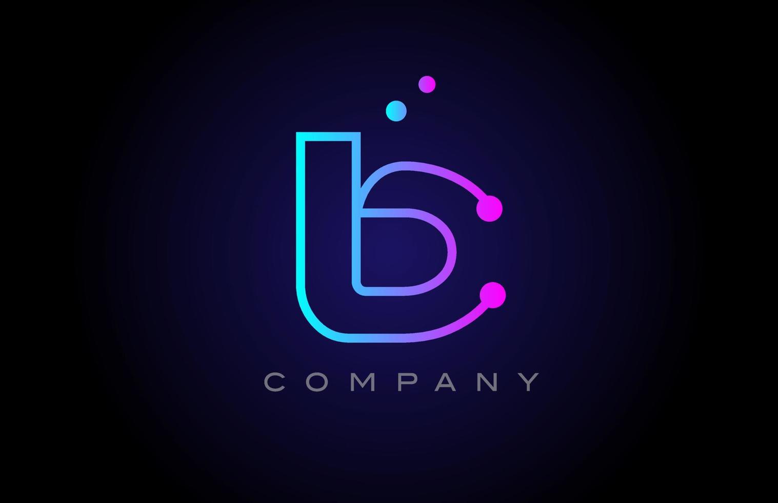 pink blue B dot line alphabet letter logo icon design. Creative template for business and company vector