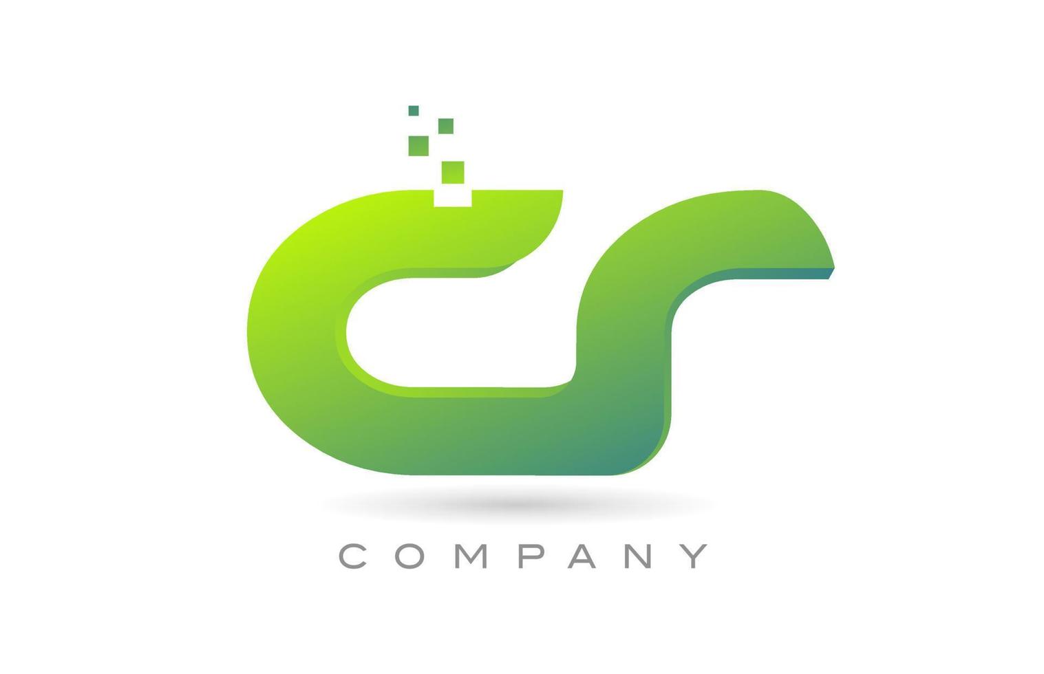 se unió al diseño de combinación de iconos del logotipo de la letra del alfabeto cr con puntos y color verde. plantilla creativa para empresa y negocio vector
