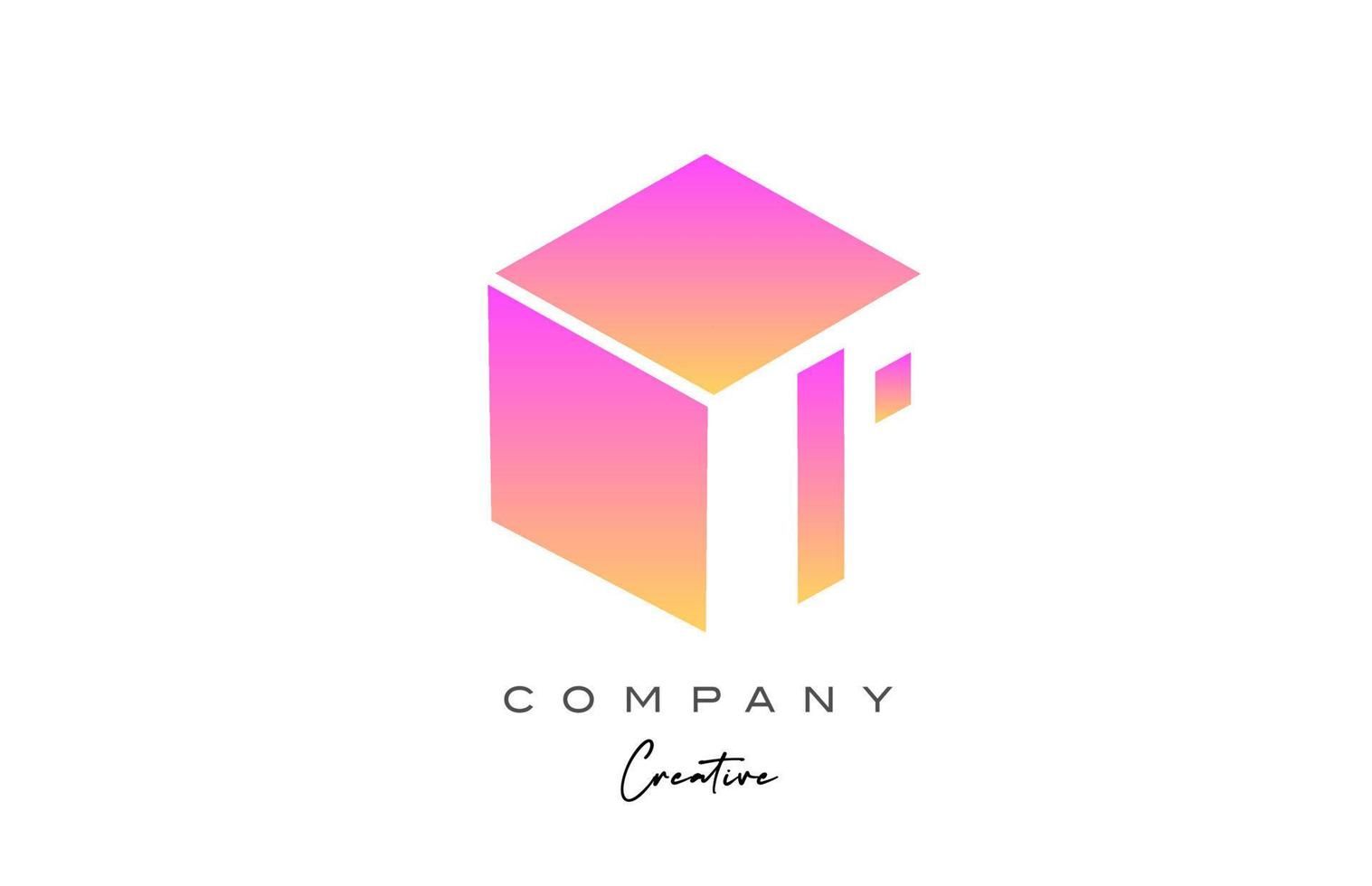 rosa amarillo i letra alfabeto letra logo icono diseño. plantilla de diseño de cubo creativo para empresas y negocios vector