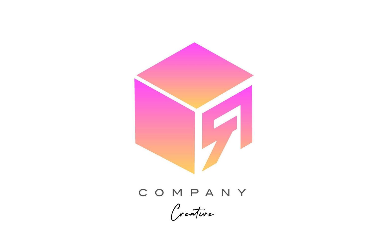 pink yellow R letter alphabet letter logo icon design. Creative cube design template for company and business vector