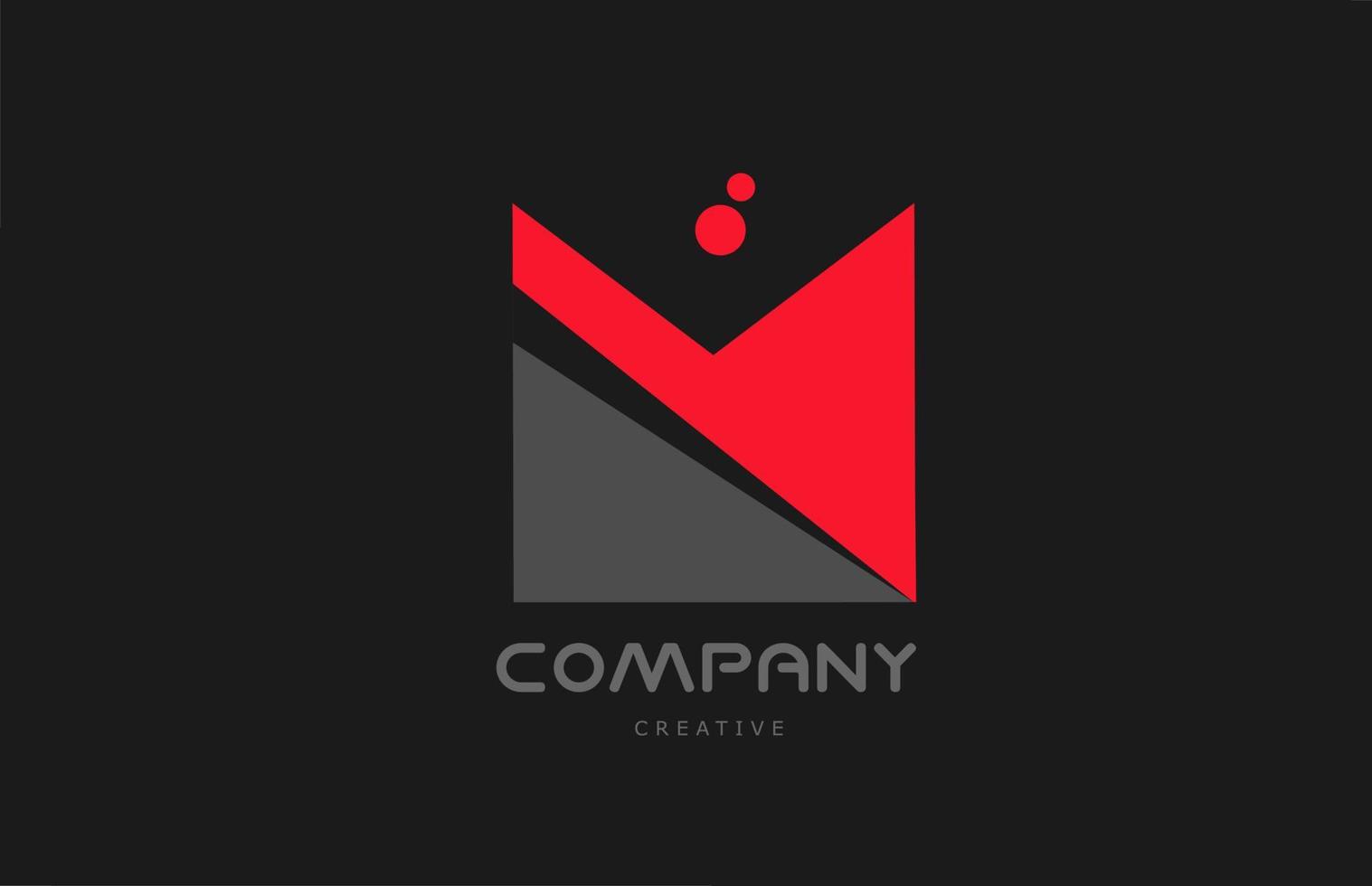 M red grey dots alphabet letter logo icon design. Creative template for business and company vector