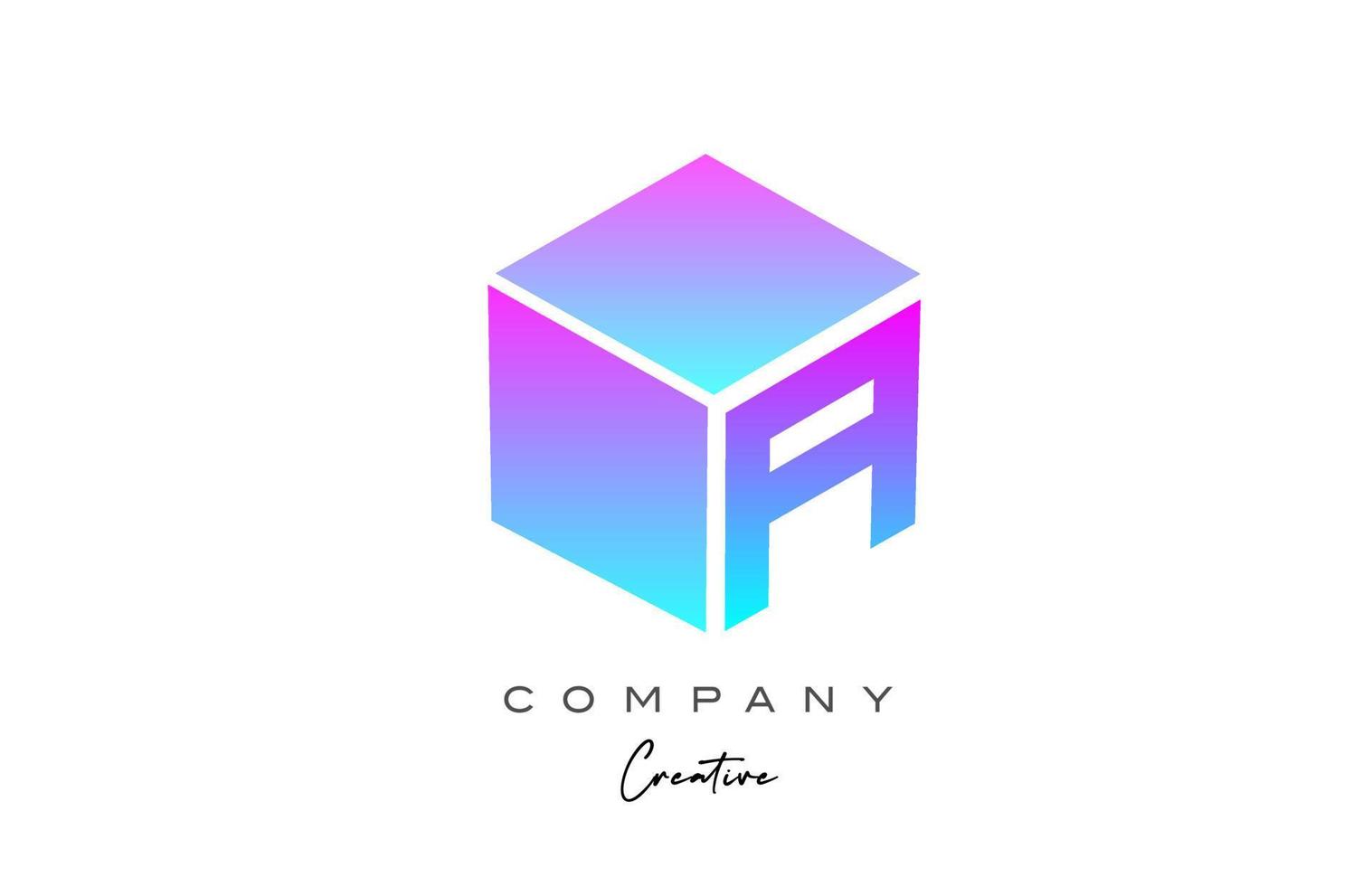 cubo azul rosa una letra alfabeto letra logo icono diseño. plantilla de diseño creativo para negocios vector