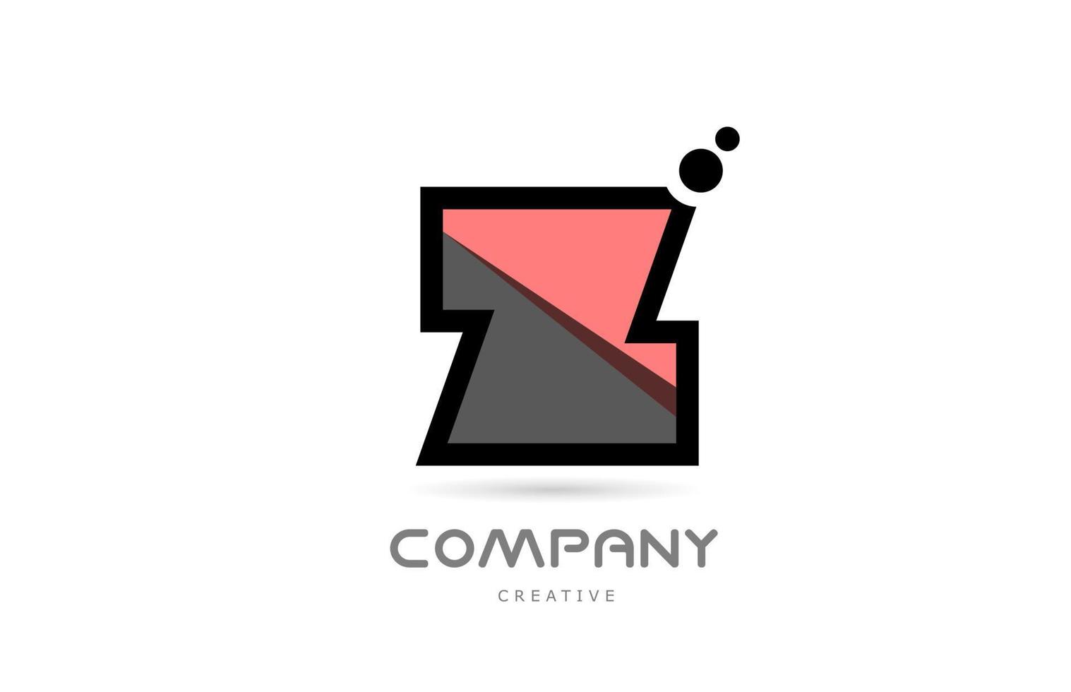 rosa negro z alfabeto geométrico letra logo icono con puntos. plantilla creativa para empresa y negocio vector