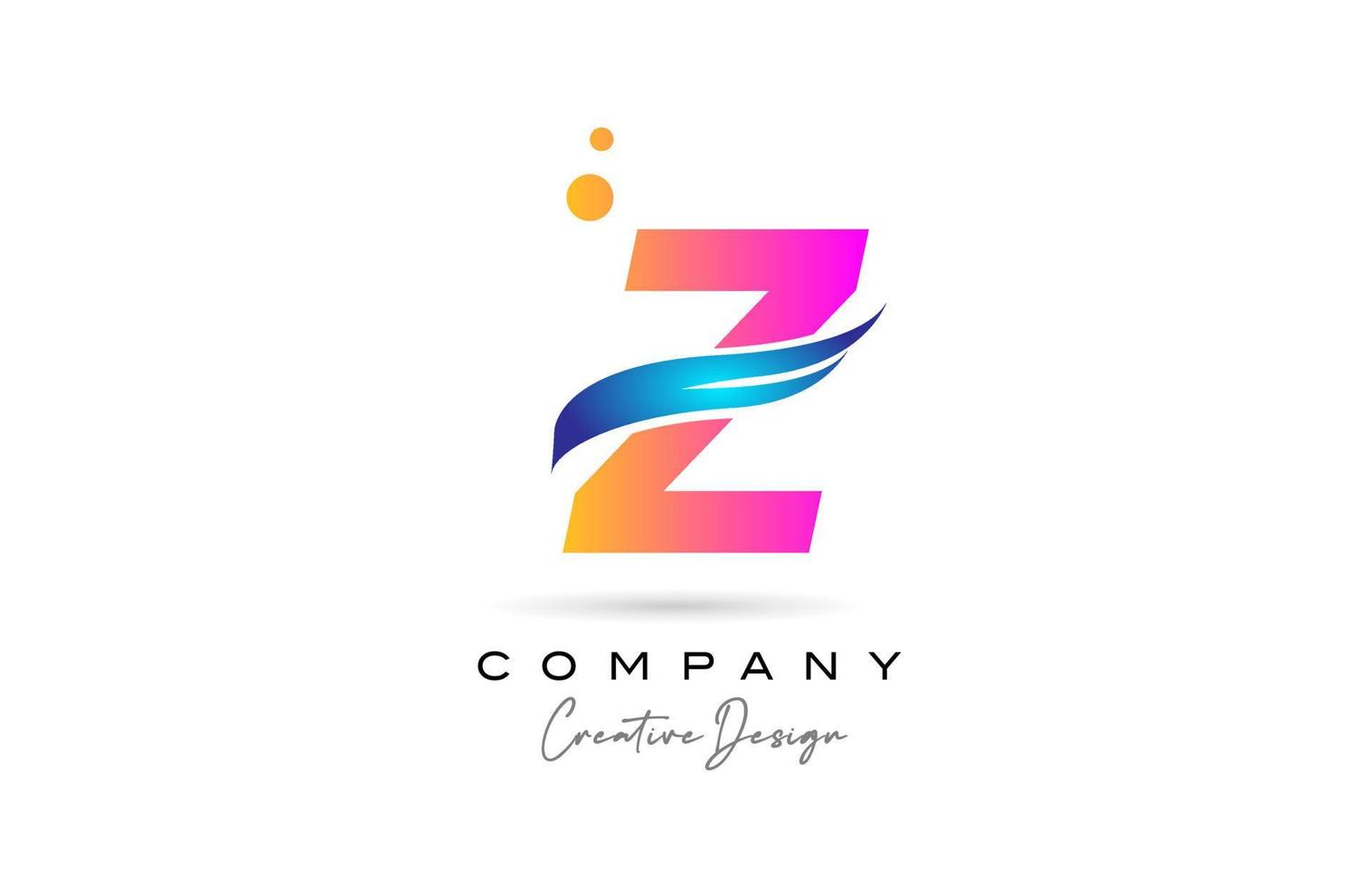 pink bubbles Z alphabet letter logo icon with blue swoosh. Creative template for company and business vector