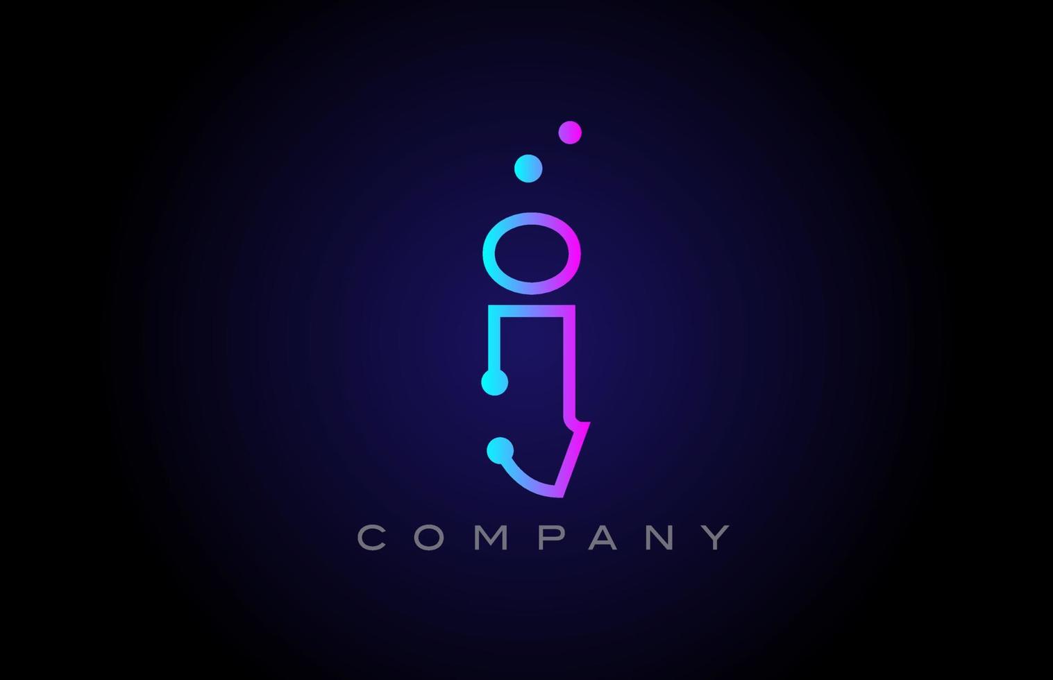 rosa azul i punto línea alfabeto letra logo icono diseño. plantilla creativa para negocios y empresas. vector
