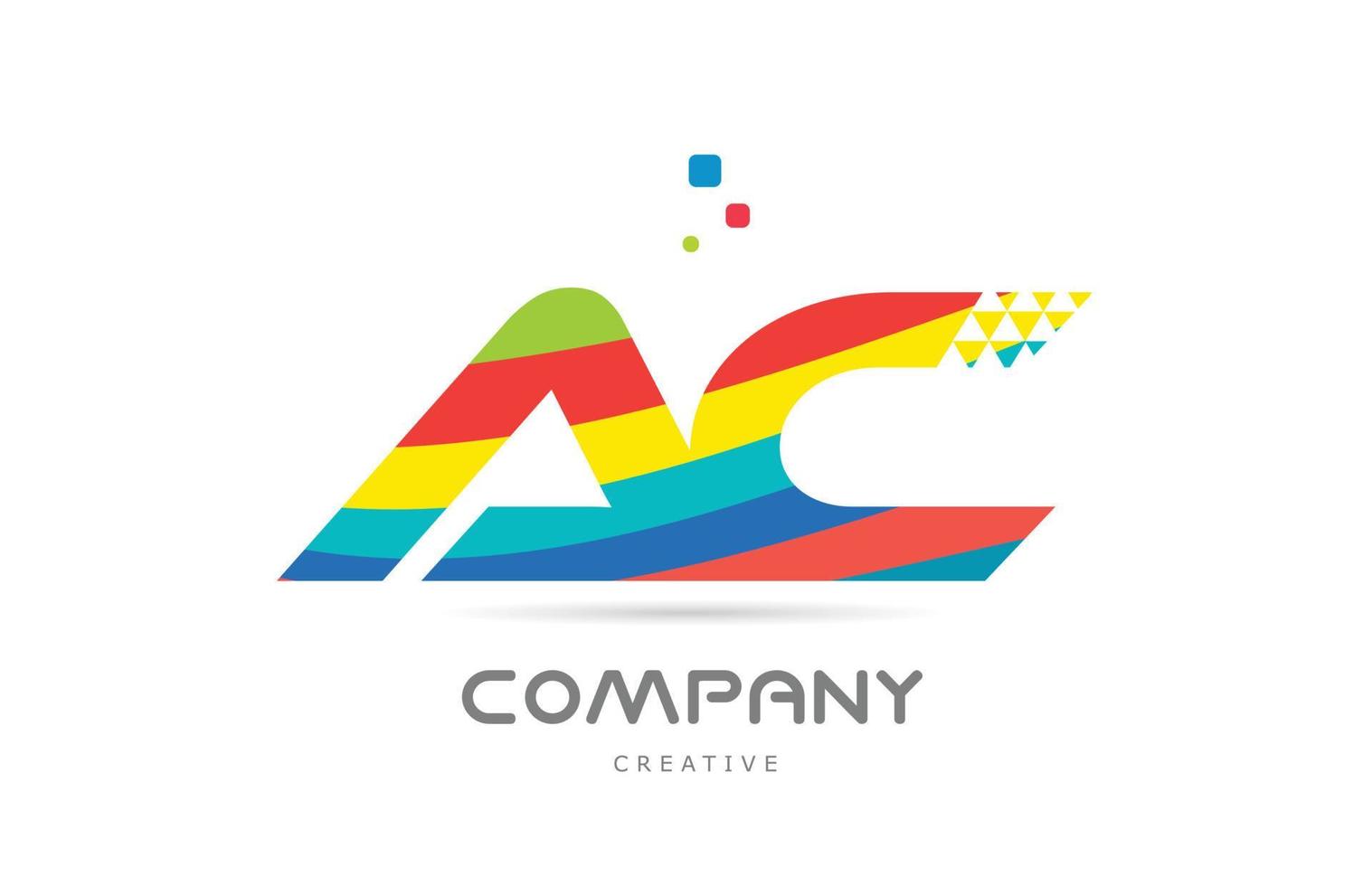 Diseño de icono de logotipo de letra del alfabeto colorido de combinación ac. diseño de plantilla creativa de color para empresa o negocio vector