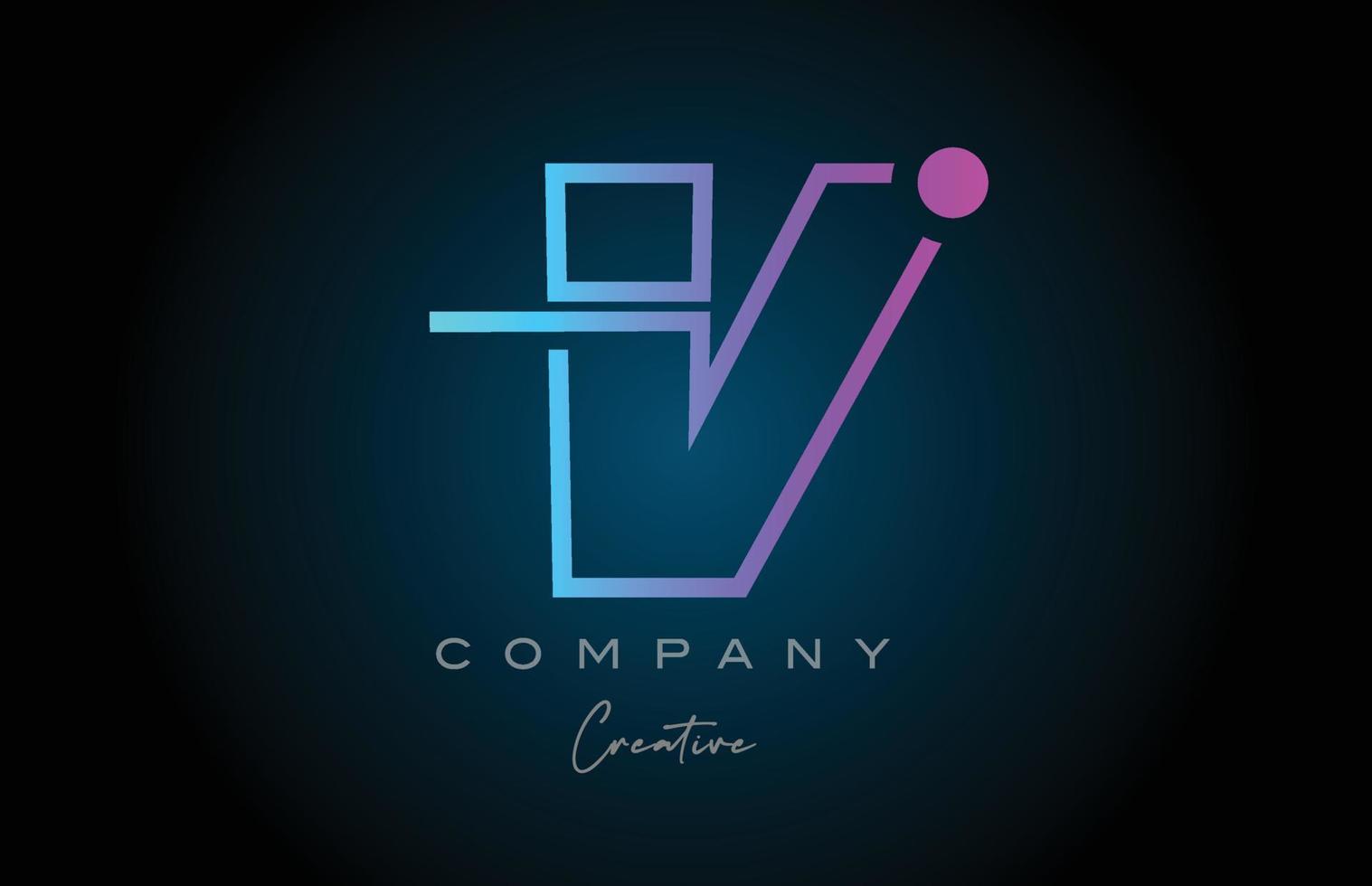 pink and blue V alphabet letter logo icon design with dot. Creative template for business and company vector