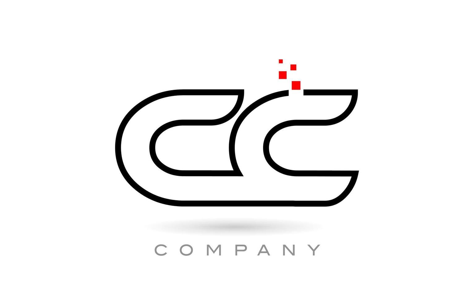 CC conectado alfabeto letra logo icono combinación diseño con puntos y color rojo. plantilla creativa para empresa y negocio vector